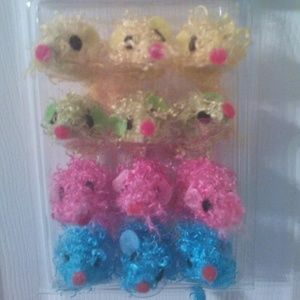 Vo-toys 12 Pack Shaggy Curly Mini Mice Fuzzy Value Pack In Bright Vivid Colors